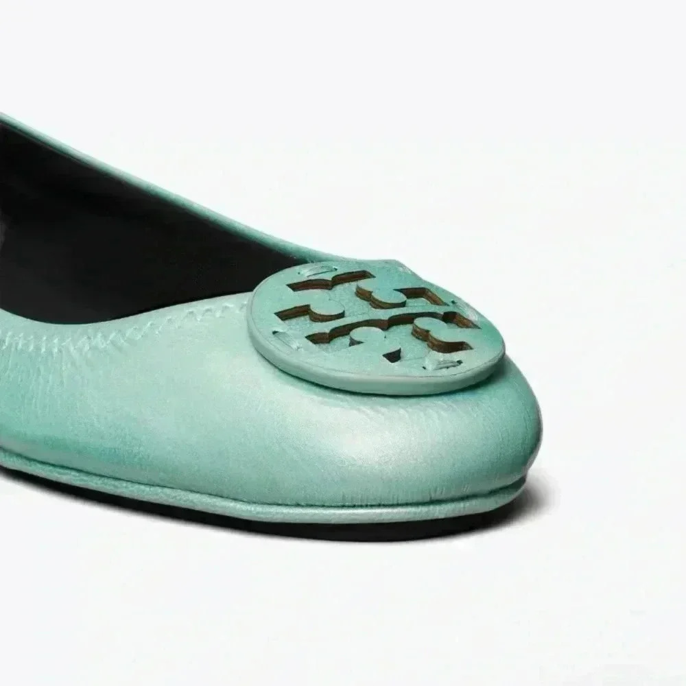 Tory Burch Minnie Travel Ballet Shoes, Size 7.5, Blue - Picture 3 of 4